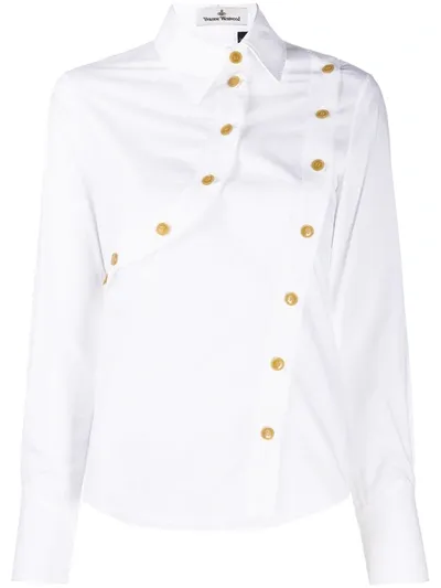 Vivienne Westwood Fan Asymmetric Cotton Shirt In White