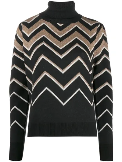 Twinset Zigzag Knit Jumper In Black