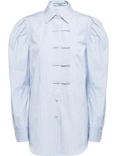 Prada Striped Button-up Shirt In Blue