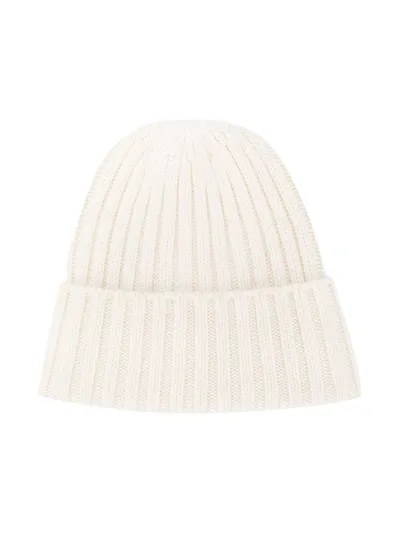 Brunello Cucinelli Kids' Ribbed-knit Virgin Wool Beanie In White