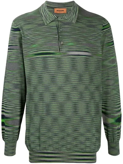 Missoni Gradient Knit Polo Shirt In Green