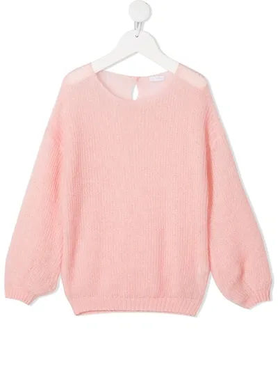 Il Gufo Mohair-blend Back-button Jumper In 粉色