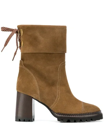 See By Chloé Crosta Terra Heel Boots In Brown