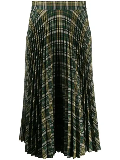 Plan C Tartan Pleated Skirt In Green