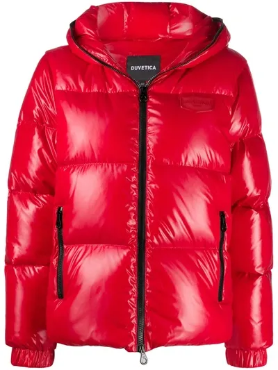 Duvetica Short Puffer Jacket In Red