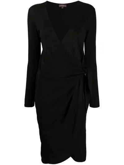 N•peal Superfine Wrap Dress In Black