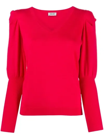 Liu •jo Long-sleeve Knitted Top In Red