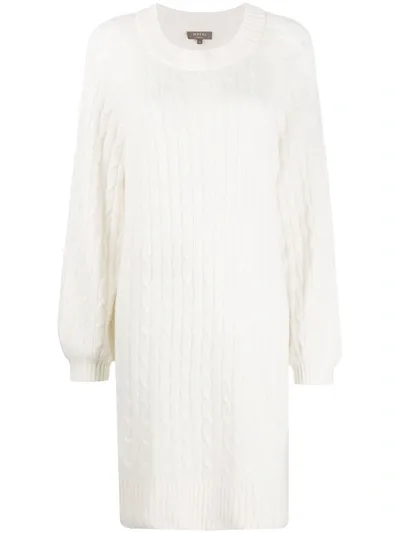 N•peal Long Sleeve Chunky Knit Dress In Neutrals