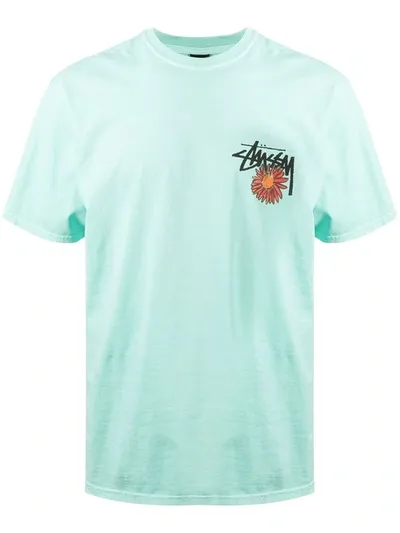 Stussy Smokin' Skull Pigment Dyed Tee (aqua) In Blue