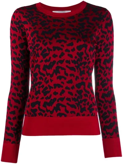 Hugo Boss Faddie Leopard Spot Jacquard Sweater In Red