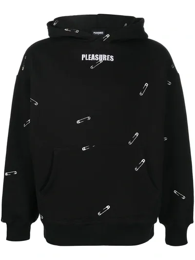 Pleasures Safety Pin Embroidered Hoodie In Black