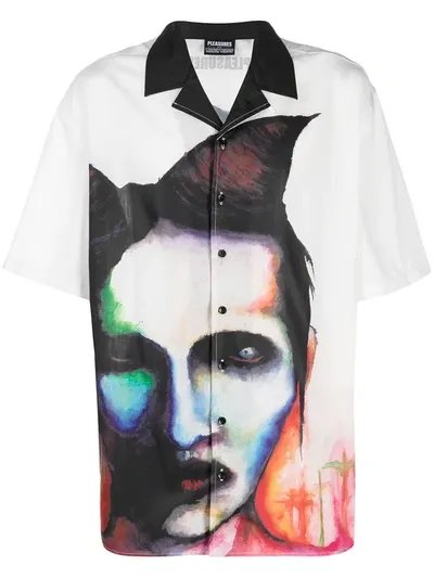 Pleasures X Marilyn Manson Watercolor Camp Shirt In White