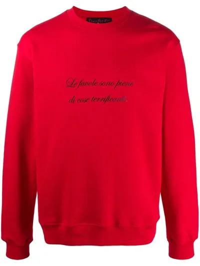 Msgm Slogan Print Sweatshirt In Red