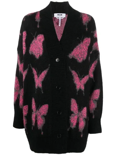 Msgm Black Butterfly Cardigan