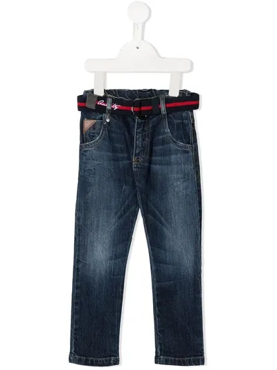 Lapin House Kids' Belted Straight-leg Jeans In Blue