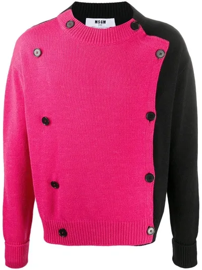 Msgm Two-tone Cardigan In Black