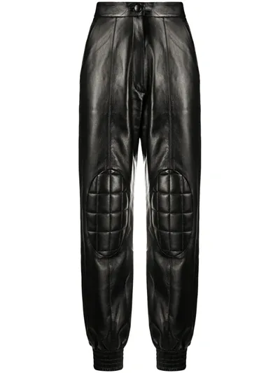 Materiel Padded Faux Leather Trousers In Black