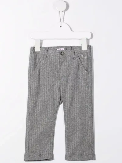 Il Gufo Babies' Pinstripe Slim-cut Trousers In Grey