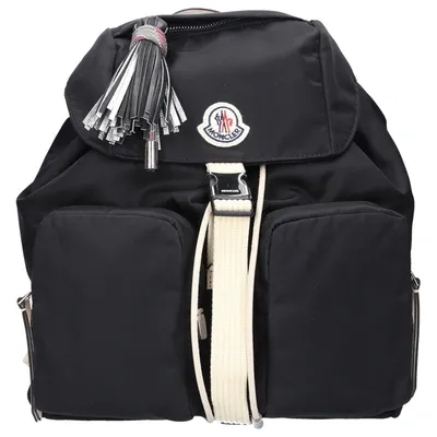 Moncler Women Backpack Dauphine Large Nylon Logo Black White