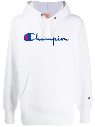 Champion Logo Print Hoodie In White