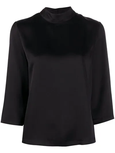 Semicouture Charline Mock Neck Blouse In Black