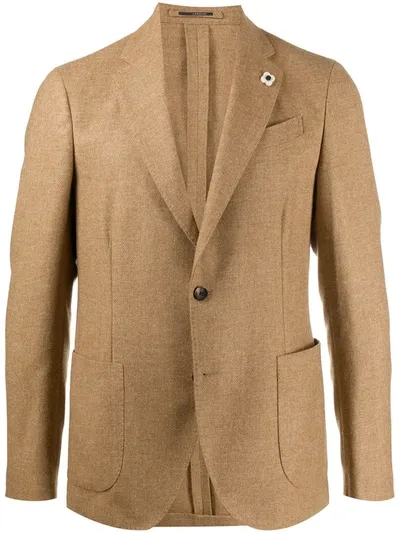 Lardini Single-breasted Blazer In Brown