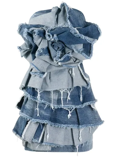 Redemption Ruffled Denim Dress In Blue