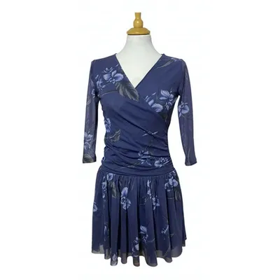 Pre-owned Ganni Mini Dress In Navy