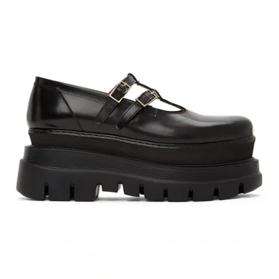 Msgm Black Platform Mary Jane Oxfords In 999 Black