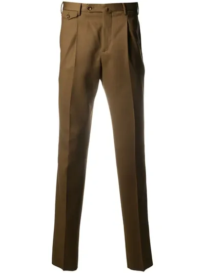 Pt01 Tailored Straight-leg Trousers In Brown