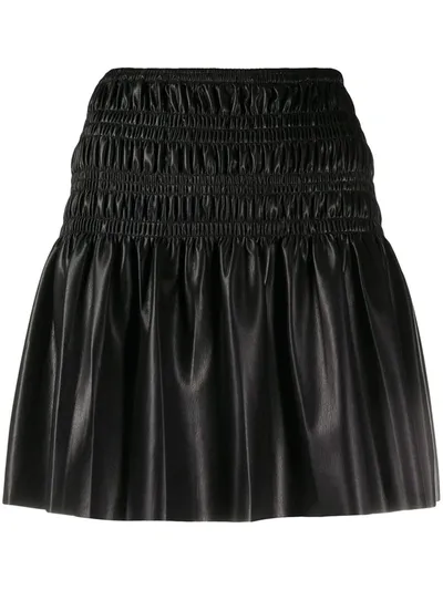 Self-portrait Self Portrait Faux Leather Shirred Mini Skirt In Black