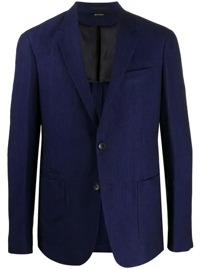 Z Zegna Herringbone Jacket In Blue