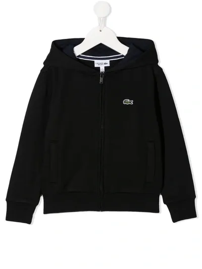 Lacoste Kids' Embroidered Logo Hoodie In Black