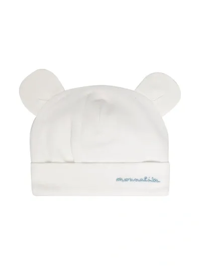 Monnalisa Babies' Knitted Hat With Bear Ears In White