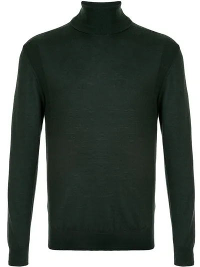 Cerruti 1881 Sheer Slim Fit Polo Neck In Green