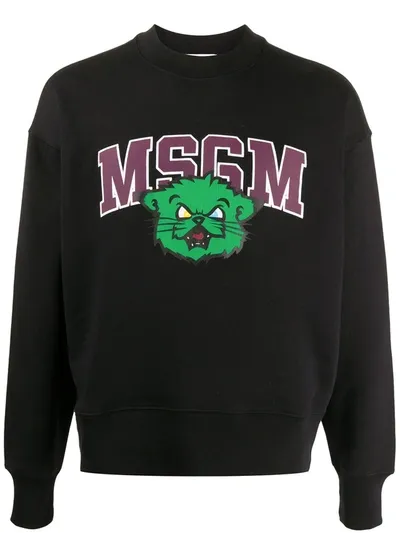 Msgm Logo-print Varsity-style Sweatshirt In Black