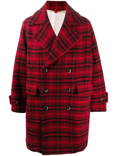 Barena Venezia Check Double-breasted Coat In Red