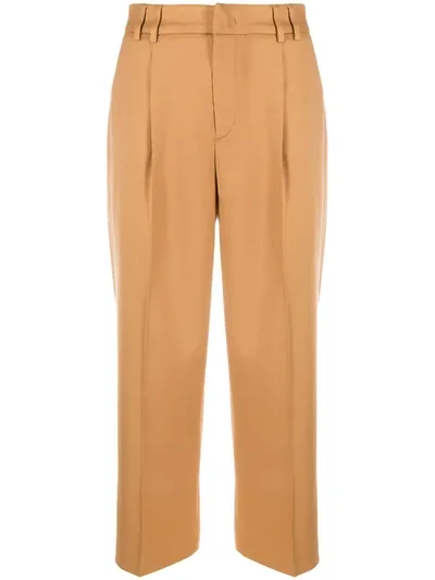 Pt01 Pleated Tapered Trousers In Brown