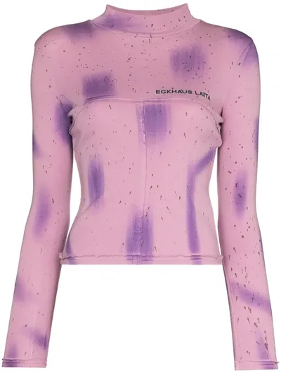 Eckhaus Latta Lapped Baby Splatter-print T-shirt In Purple