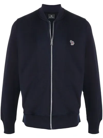 Ps By Paul Smith Organic Cotton Bomber Jacket In Blue