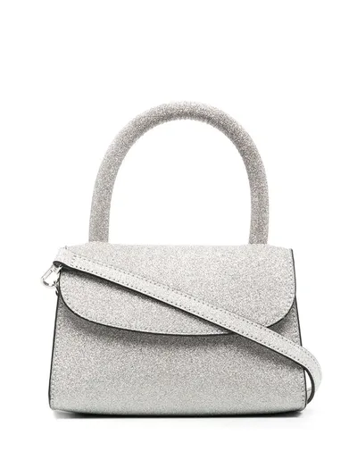 By Far Mini Glitter-detail Tote Bag In Silver