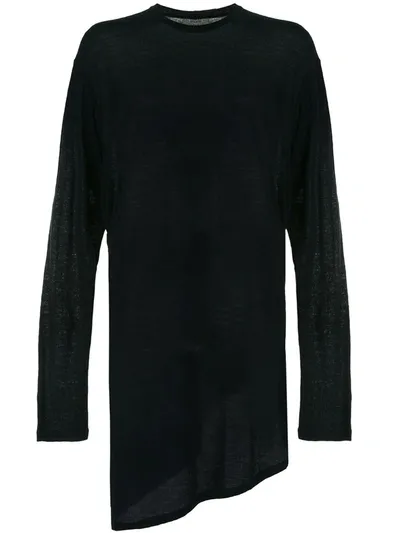 Julius Asymmetric Hem Wool Jumper In Black