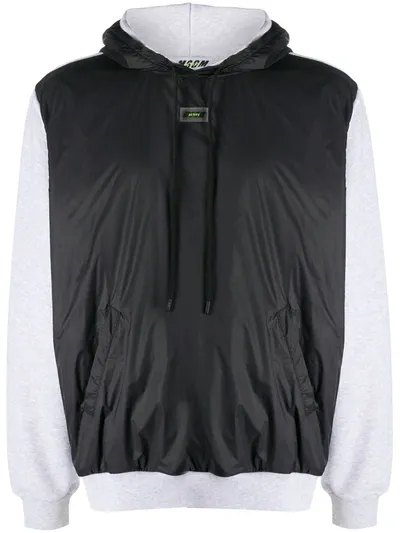 Msgm Panelled Logo Patch Hoodie In Black