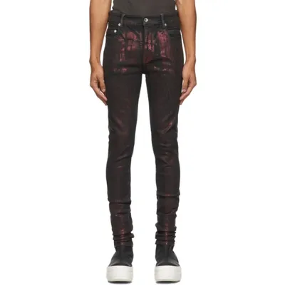 Rick Owens Drkshdw Metallic Print Jeans In 93 Bruise