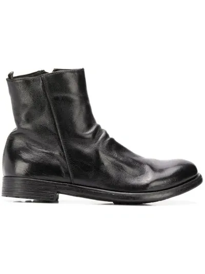 Officine Creative Hive 036 Ankle Boots In Black Leather