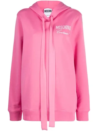 Moschino Couture! Embroidered Hoodie In Pink