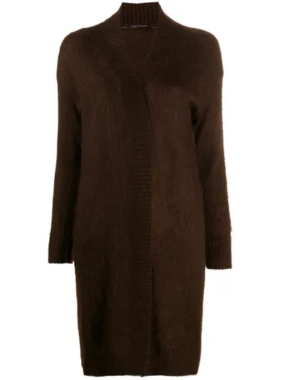 Luisa Cerano Longline Mohair Cardigan In Brown