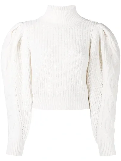 Wandering Puff-sleeve Jumper In White