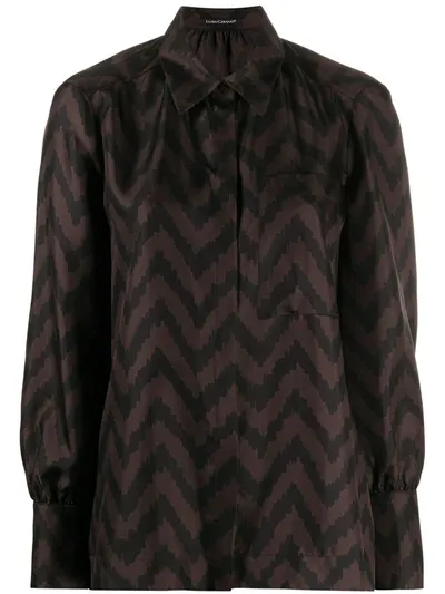 Luisa Cerano Zig Zag Print Blouse In Brown