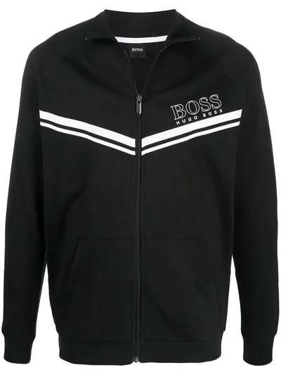 Hugo Boss Logo-print Zip Jacket In Black